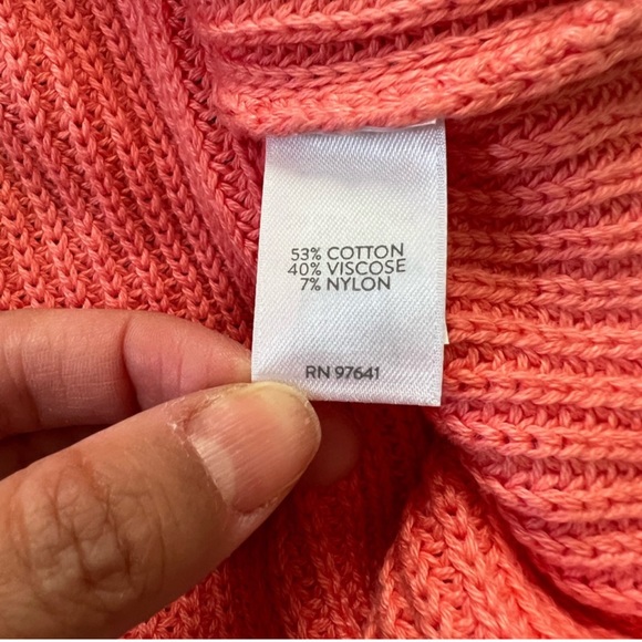 J. Jill Relaxed Knit Crew Neck Summer Sweater Coral Orange XL Petite - Picture 4 of 4